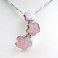 Silver Pendant w/ Inlay Created Opal