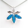 Silver Pendant with Inlay Created Opal and White CZ