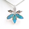 Silver Pendant w/ Inlay Created Opal