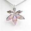 Silver Pendant with Inlay Created Opal and White CZ