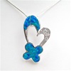 Silver Pendant with Inlay Created Opal and White CZ