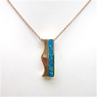 Silver Pendant  (Gold Plated) with Inlay Created Opal