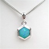 Silver Pendant w/ Inlay Created Opal