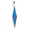 Silver Pendant (Rhodium Plated) w/ Inlay Created Opal