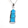 Silver Pendant (Rhodium Plated) w/ Inlay Created Opal