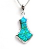 Silver Pendant (Rhodium Plated) w/ Inlay Created Opal