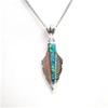 Silver Pendant (Rhodium Plated) w/ Inlay Created Opal