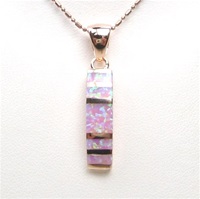 Silver Pendant (Rose Gold Plated) with Inlay Created Opal