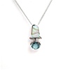 Silver Pendant with Inlay Created Opal & Blue Topaz CZ