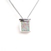 Silver Pendant (Rhodium Plated) w/ Inlay Created Opal