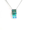 Silver Pendant (Rhodium Plated) w/ Inlay Created Opal