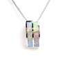 Silver Pendant (Rhodium Plated) w/ Inlay Created Opal