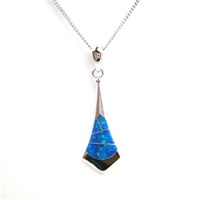 Silver Pendant with Inlay Created Opal