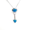 Silver Pendant (Rhodium Plated) w/ Inlay Created Opal