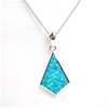 Silver Pendant (Rhodium Plated) w/ Inlay Created Opal