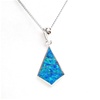 Silver Pendant (Rhodium Plated) w/ Inlay Created Opal