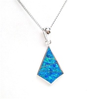 Silver Pendant (Rhodium Plated) w/ Inlay Created Opal