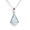 Silver Pendant (Rhodium Plated) w/ Inlay Created Opal