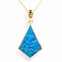 Silver Pendant (Gold Plated)  w/ Inlay Created Opal