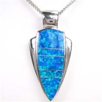 Silver Pendant W/ Created Opal