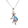 Silver Pendant (Rhodium Plated) w/ Inlay Created Opal & Amethyst CZ (kokopelli)