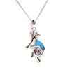 Silver Pendant (Rhodium Plated) w/ Inlay Created Opal & Amethyst CZ (kokopelli)