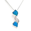 Silver Pendant (Rhodium Plated) w/ Inlay Created Opal & White CZ