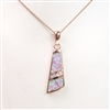 Silver Pendant (Rose Gold Plated) with Inlay Created Opal & White CZ