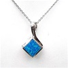 Sterling Silver Pendant with Rhodium Plating and Inlay Created Opal