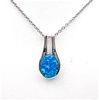 Silver Pendant w/ Inlay Created Opal