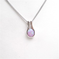 Silver Pendant w/ Inlay Created Opal