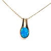 Silver Pendant (Gold Plated) with Inlay Created Opal