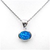 Sterling Silver Pendant with Rhodium Plating and Inlay Created Opal