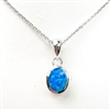 Silver Pendant with Inlay Created Opal