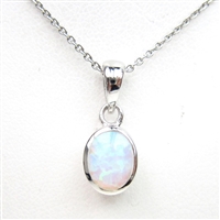 Silver Pendant with Inlay Created Opal