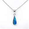 Sterling Silver Pendant with Inlay Created Blue Opal