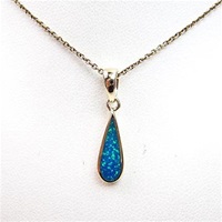 Silver Pendant (Gold Plated) with Inlay Created Opal