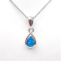 Silver Pendant w/ Inlay Created Opal