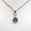 Silver Pendant (Gold Plated) with Inlay Created Opal