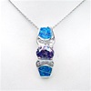 Silver Pendant with Inlay Created Opal & Tanzanite CZ