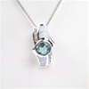 Silver Pendant w/ Created Opal Wht CZ & Blue Topaz