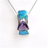 Silver Pendant w/ Created Opal & Amethyst CZ