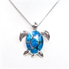 Silver Pendant with Inlay Created Opal