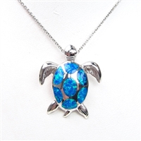 Silver Pendant with Inlay Created Opal