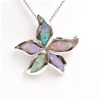 Silver Pendant with Inlay Created Opal and White CZ