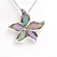 Silver Pendant w/ Inlay Created Opal