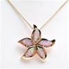 Silver Pendant Rose Gold Plated w/ Inlay Created Opal