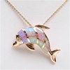 Silver Pendant Rose Gold Plated w/ Inlay Created Opal