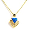 Silver Pendant (Gold Plated) w/ Inlay Created Opal & White CZ
