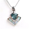 Silver Pendant w/ Created Opal & Blue Topaz